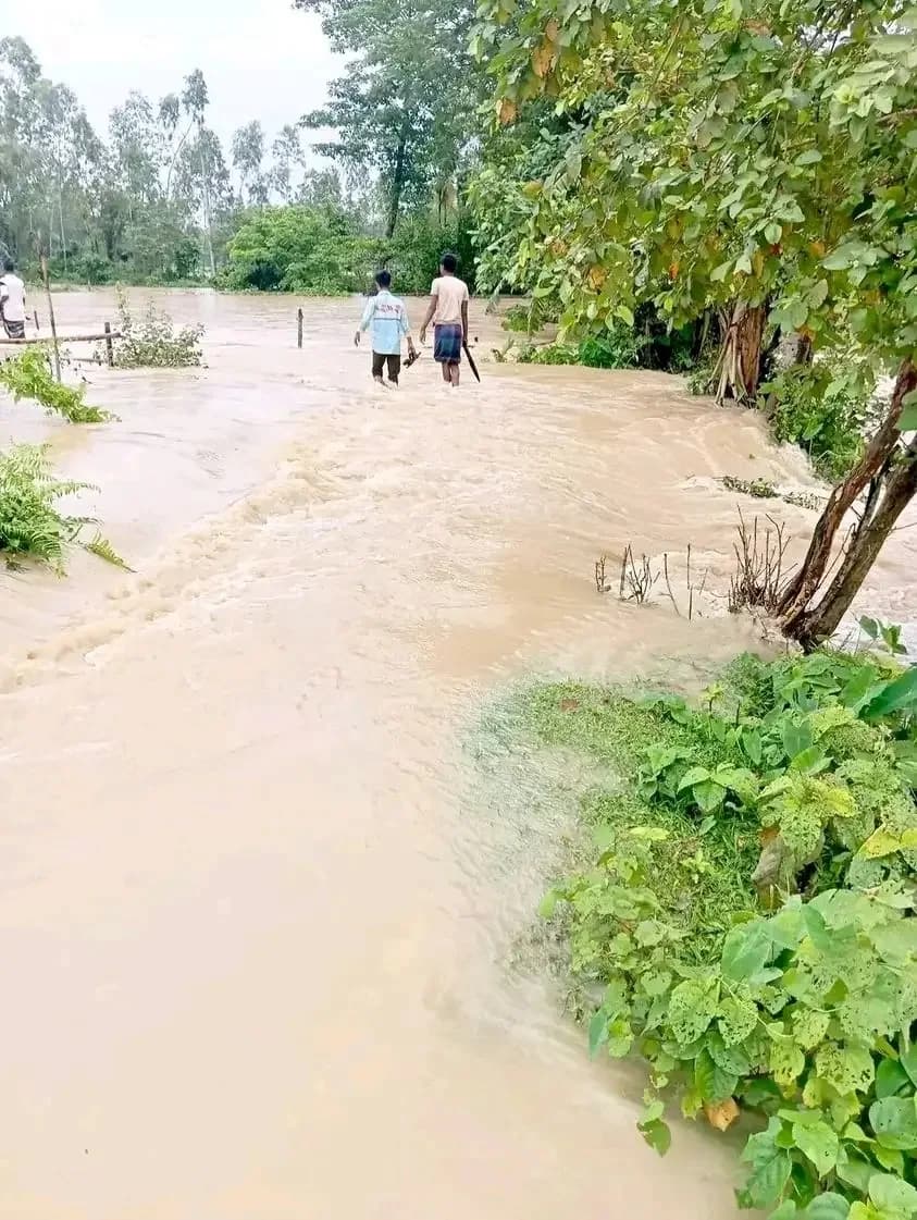 পাহাড়ি ঢলে প্লাবিত হালুয়াঘাটের ৩ ইউনিয়নের অধিকাংশ গ্রাম