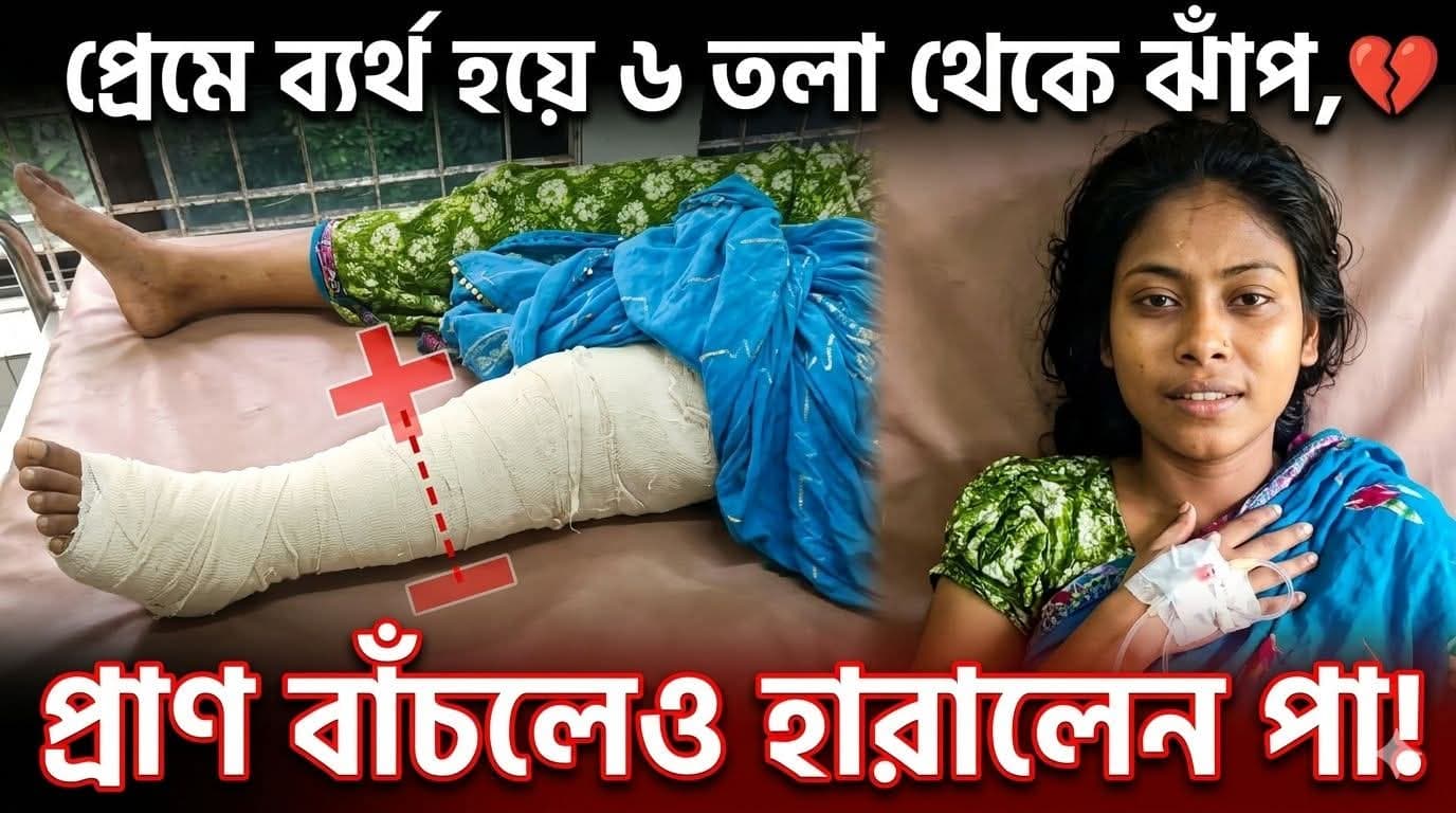 প্রেমঘটিত মানসিক চাপে তরুণীর ছয়তলা থেকে ঝাঁপ, প্রাণে বাঁচলেও হারালেন একটি পা